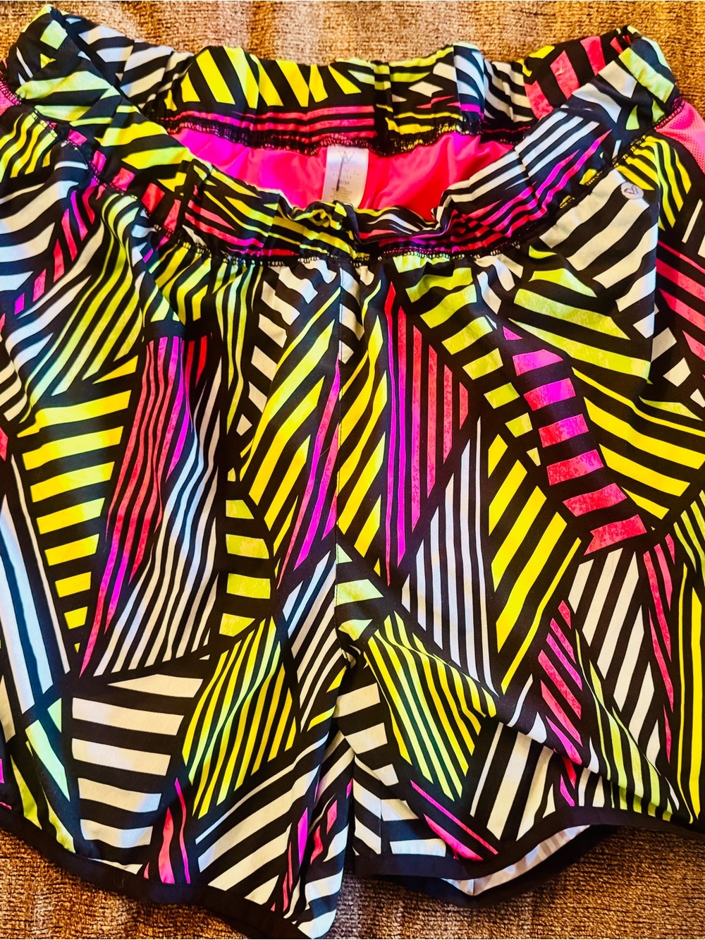 Lane Bryant Livi Black Neon Pink Lined Athletic Shorts 22/24